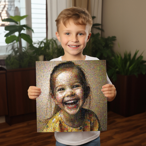 Personalisierbares Fotomosaik aus Kinderfotos