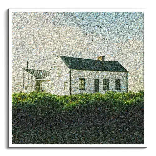 Mosaikbild Eigenheim aus Baustellenfotos